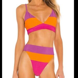 BEACH RIOT Striped high waist Bikini set size XS/S